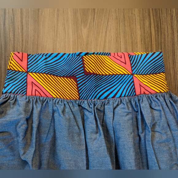 Patterned Waist Jean Style Skirt - Picture 4 of 4
